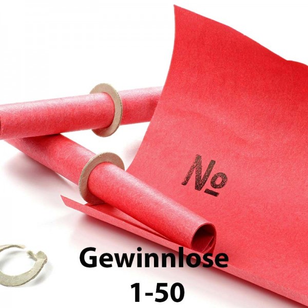 Lose für Tombola - Gewinnlose 1-50 - rot