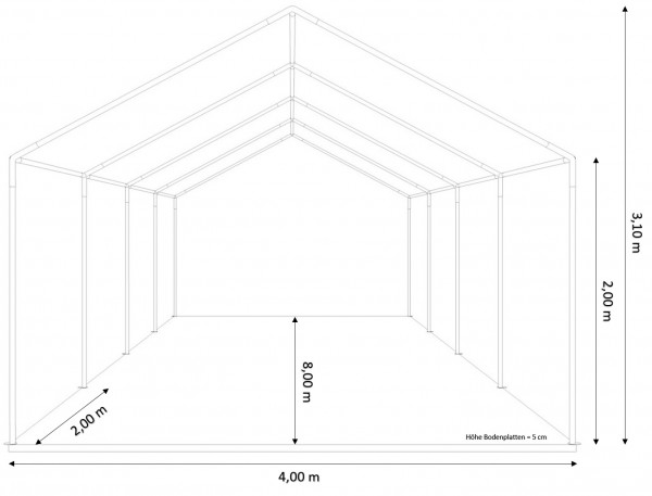 Partyzelt 4x8m - mit Boden
