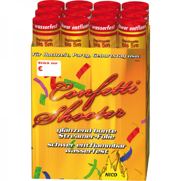 Konfettikanone 30cm - bunt metallic