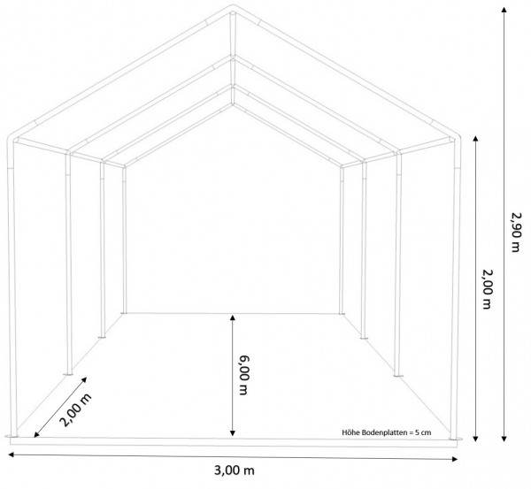 Partyzelt 3x6m - mit Boden