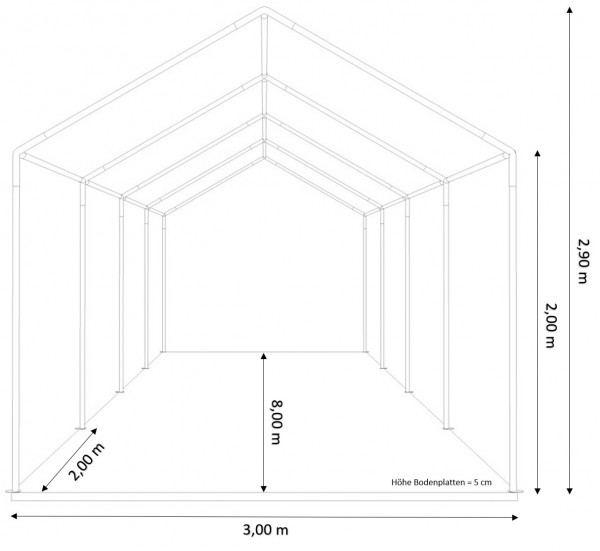 Partyzelt 3x8m - mit Boden