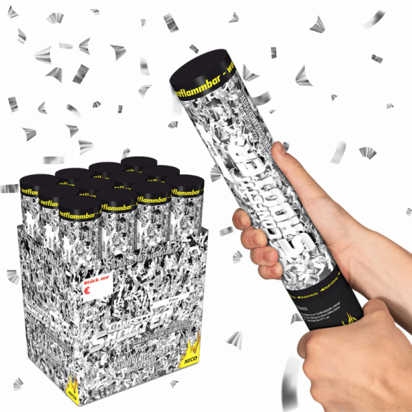 Konfettikanone 30cm - silber metallic