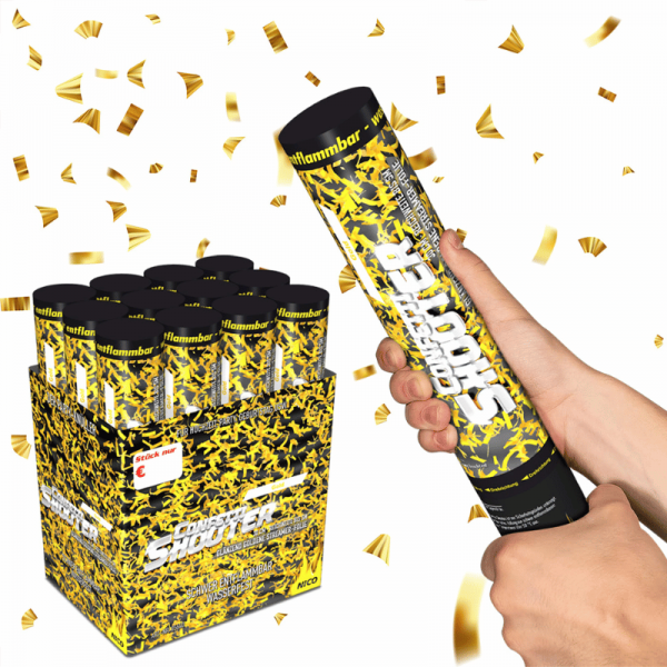 Konfettikanone 30cm - gold metallic