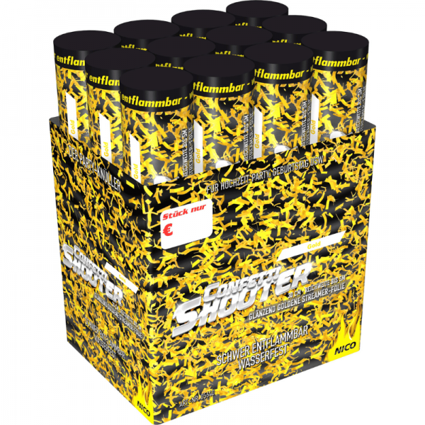 Konfettikanone 30cm - gold metallic