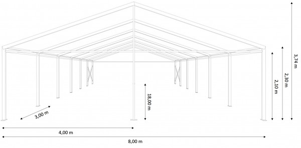 Festzelt 8x18m - ohne Boden